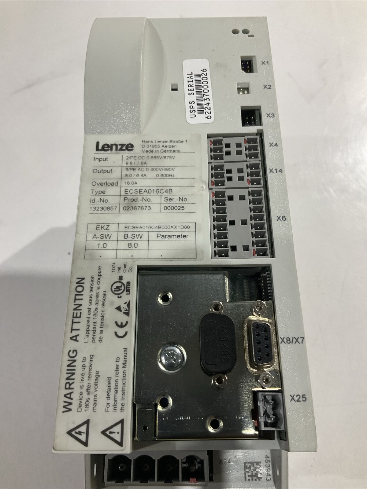 LENZE ECSEA016C4B SERVO DRIVE MOTOR CONTROLLER INVERTER U3S