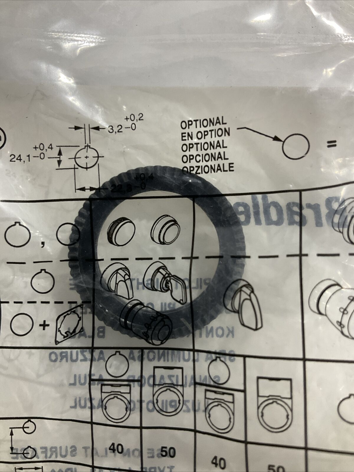 ALLEN BRADLEY 800FP-P6PN3B  PILOT  LIGHT , BLUE  FLUSH  LED  24VDC U3S