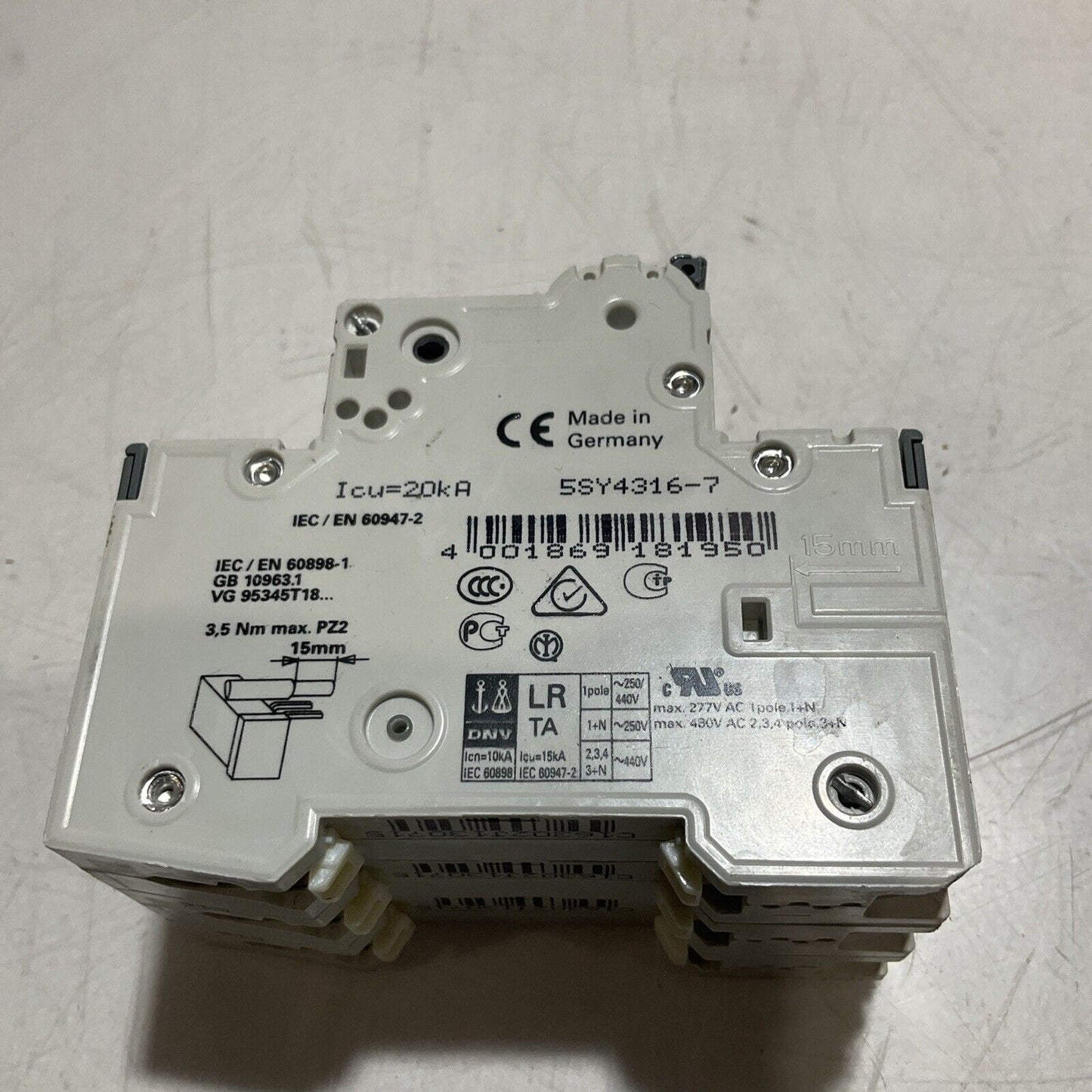 SIEMENS  5SY4316-7 MINIATURE CIRCUIT BREAKER 440V  U3S