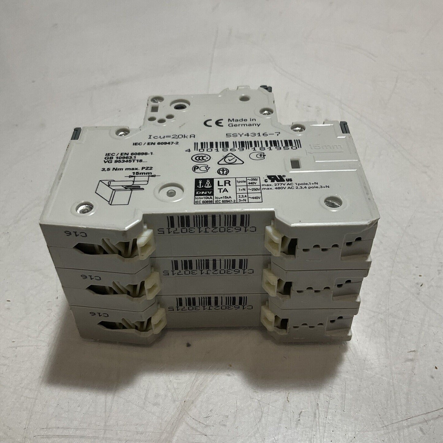 SIEMENS  5SY4316-7 MINIATURE CIRCUIT BREAKER 440V  U3S