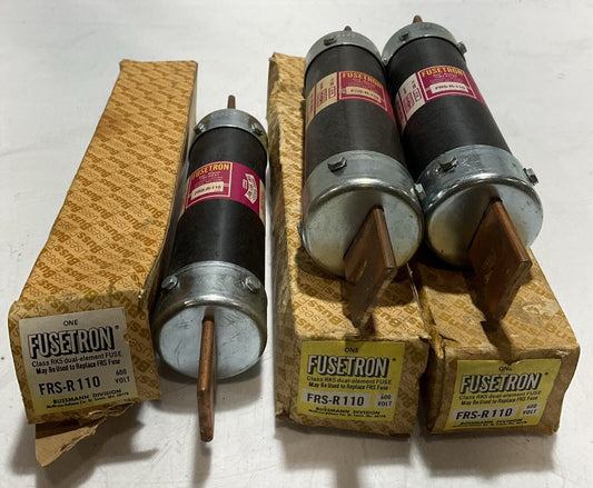 FUSETRON FRS-R110 CLASS RK5 DUAL-ELEMENT FUSE 300V LOT OF 3 U3S