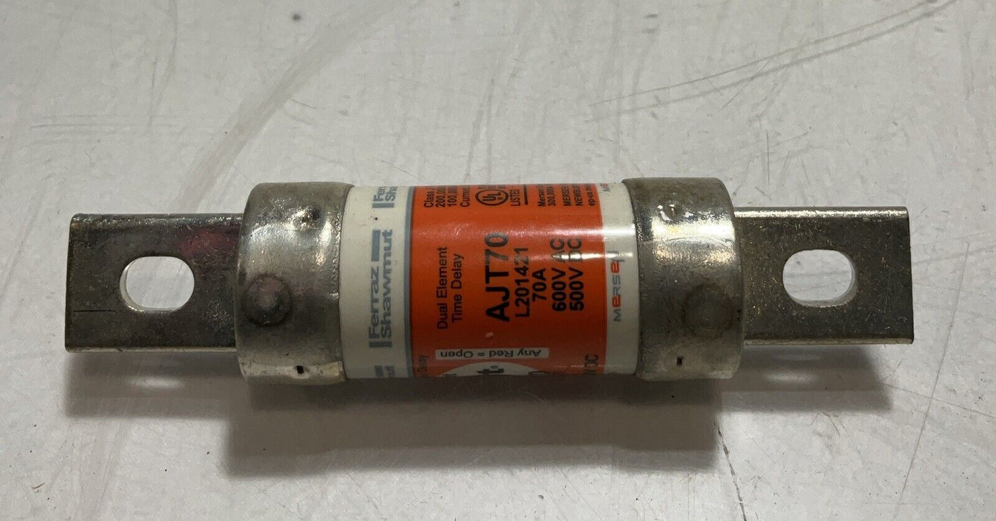 FERRAZ SHAWMUT AJT70  DUAL ELEMENT TIME DELAY 70A 600VDC CLASS J LOT OF 3 RM6