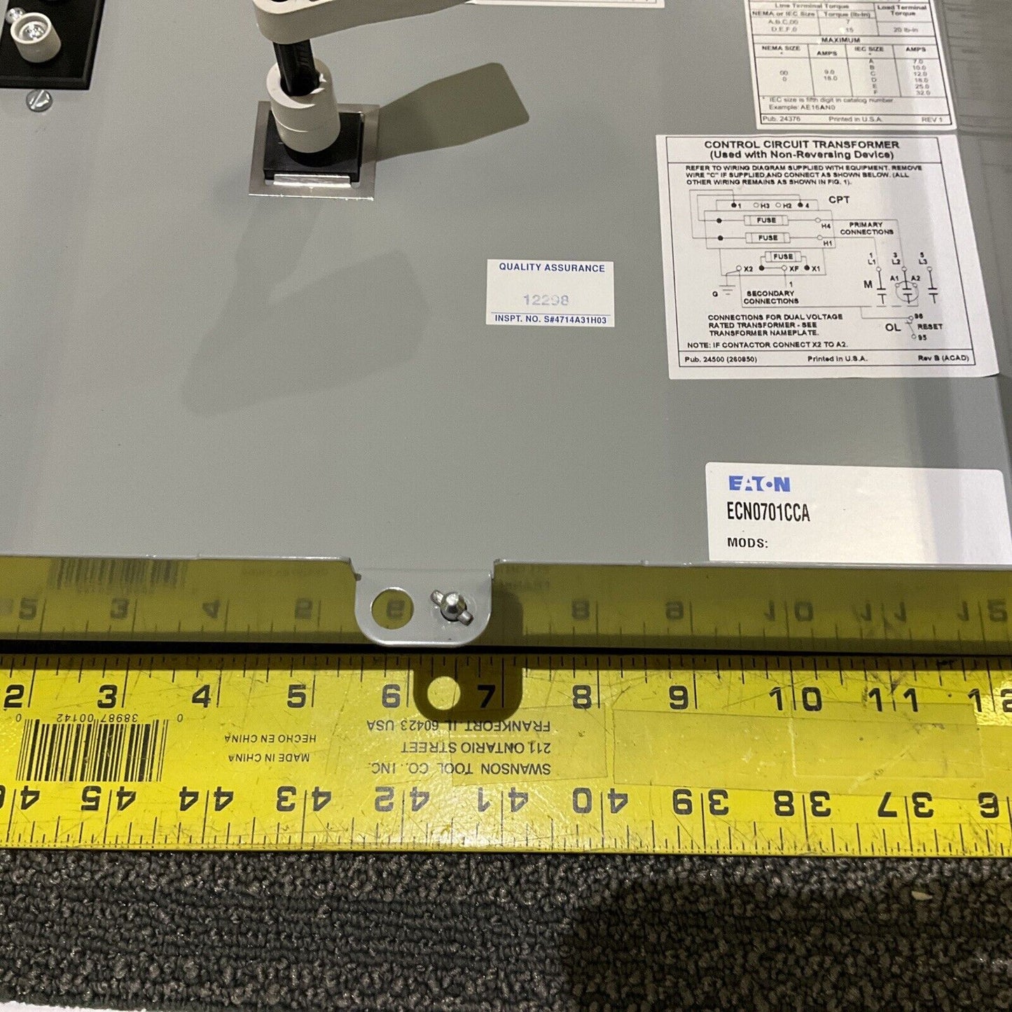 EATON ECN0701CCA CONTROL CIRCUIT TRANSFORMER 222