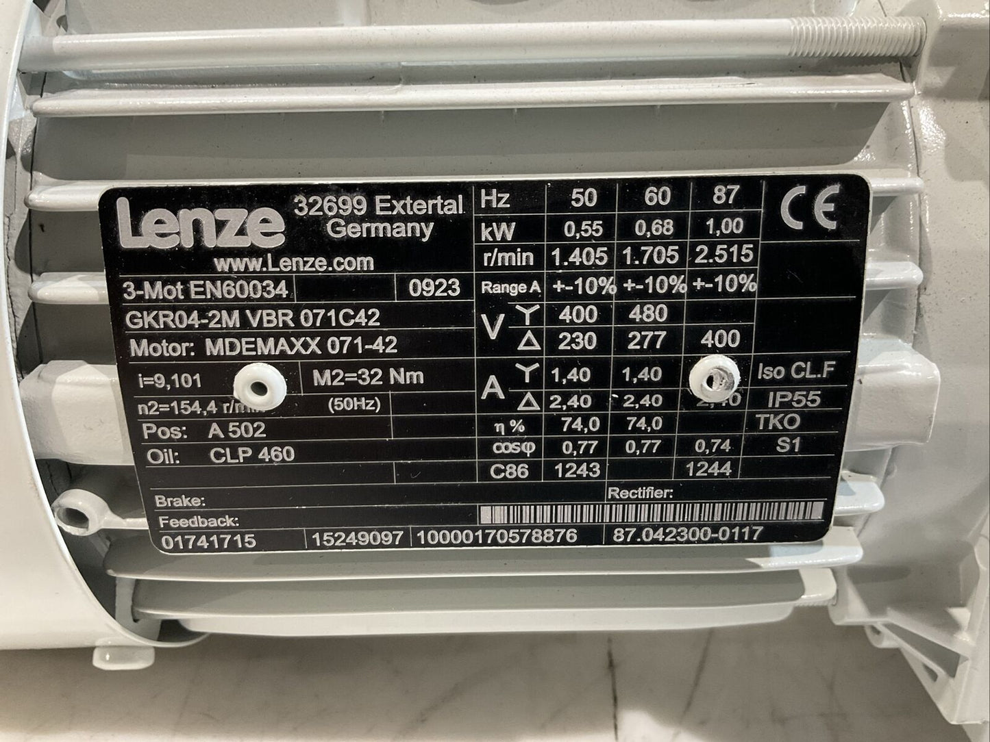 LENZE GKR04-2M VBR 071C42 MDEMAXX 072-42 GEARBOX MOTOR U3S