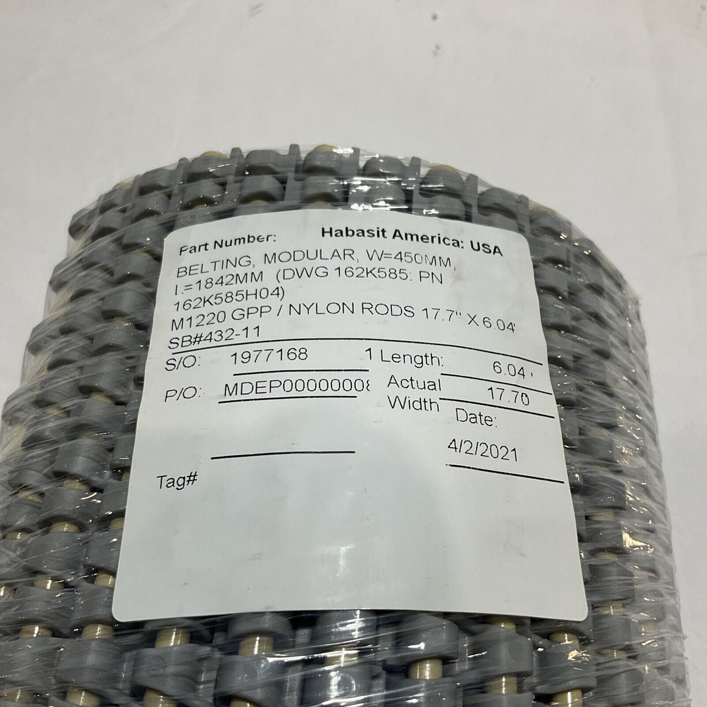 HABASIT AMERICA M1220 MODULAR BELTING 17.7X6.04 U3S