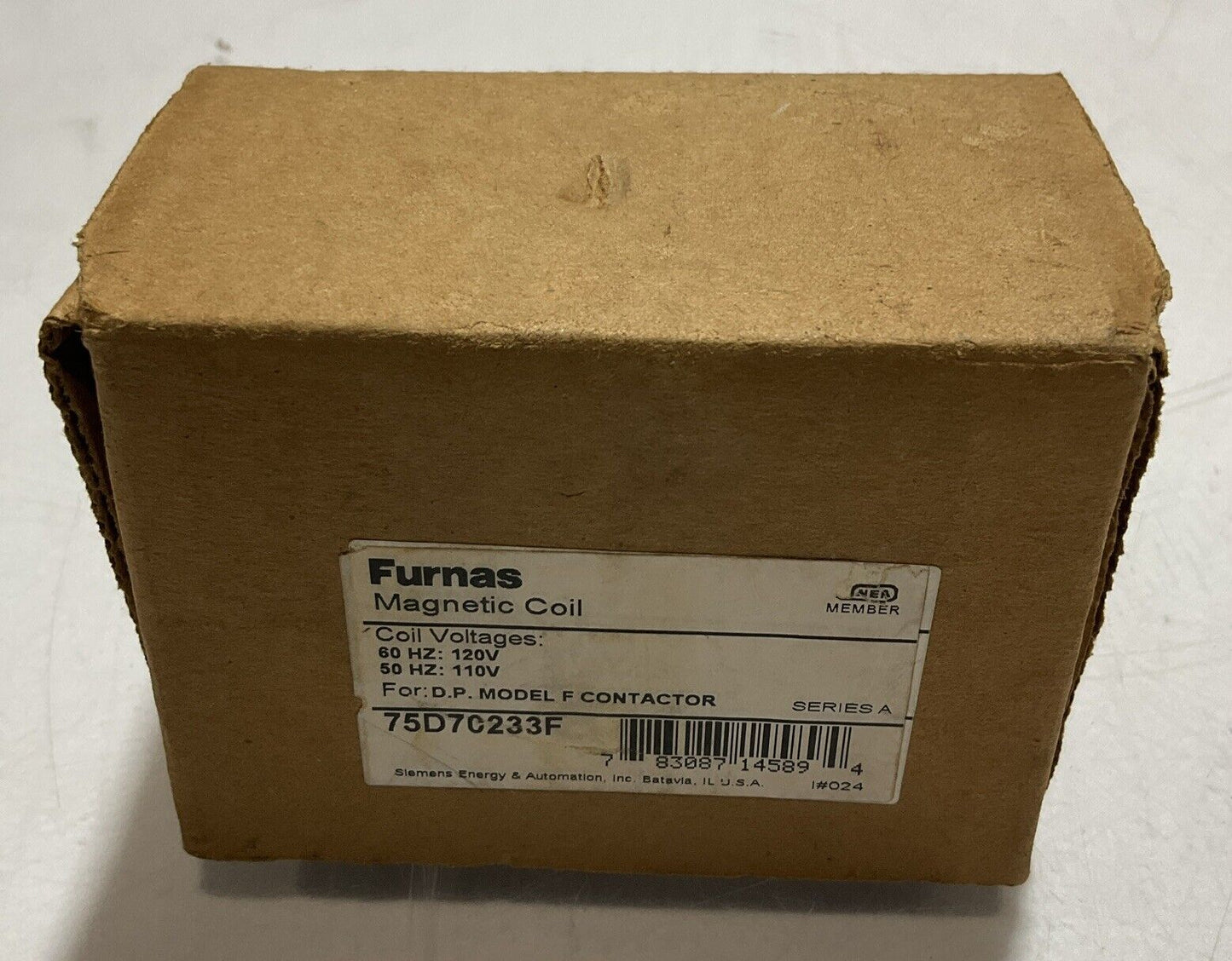 FURNAS 75D70233F  MAGNETIC COIL VOLTAGE MODEL F CONTACTOR 120V 60HZ U3S