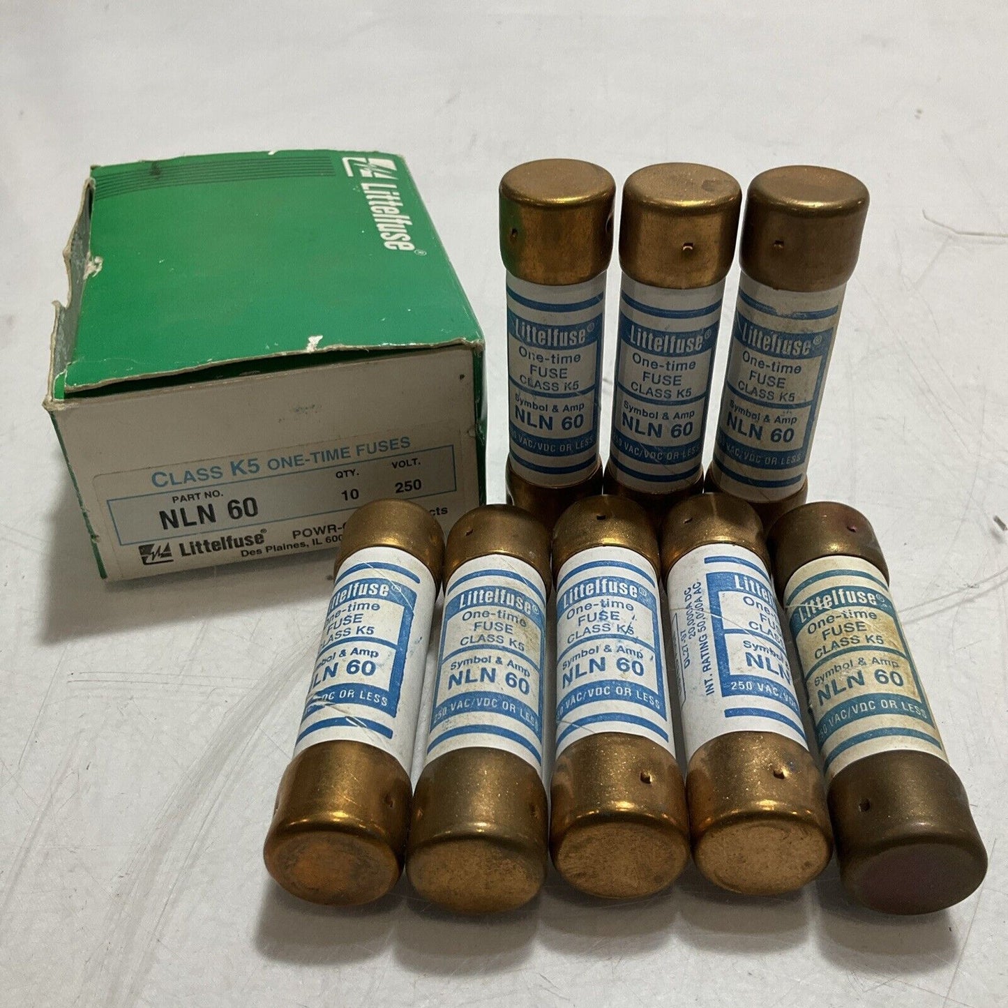 LITTELFUSE  NLN 60  CLASS  K5 ONE-TIME FUSE LOT OF 8 U3S