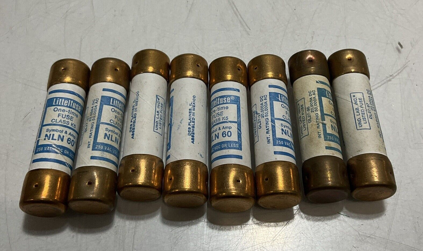 LITTELFUSE  NLN 60  CLASS  K5 ONE-TIME FUSE LOT OF 8 U3S