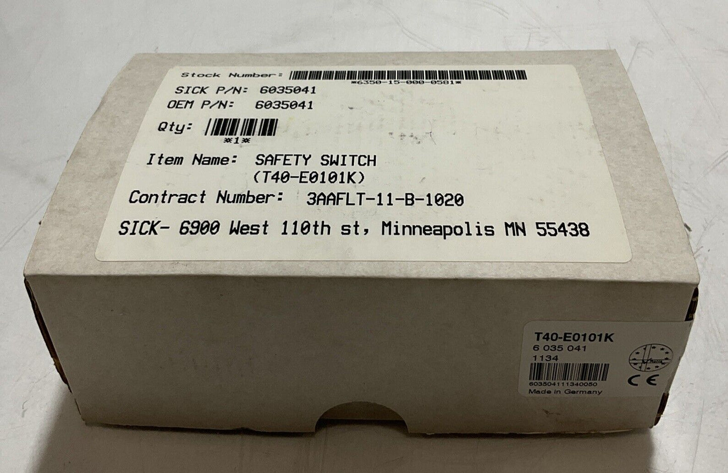 SICK  T40-E0101K  SAFETY SWITCH 24VDC   U3S