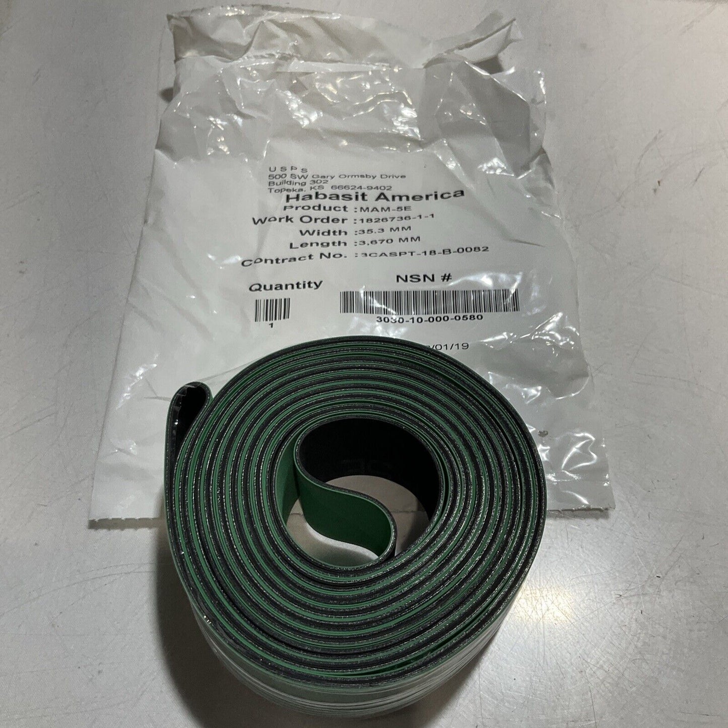 HABASIT  AMERICA  MAM-5E   35.3MM X 3670MM CONVEYOR BELT LOT OF  25  U3S
