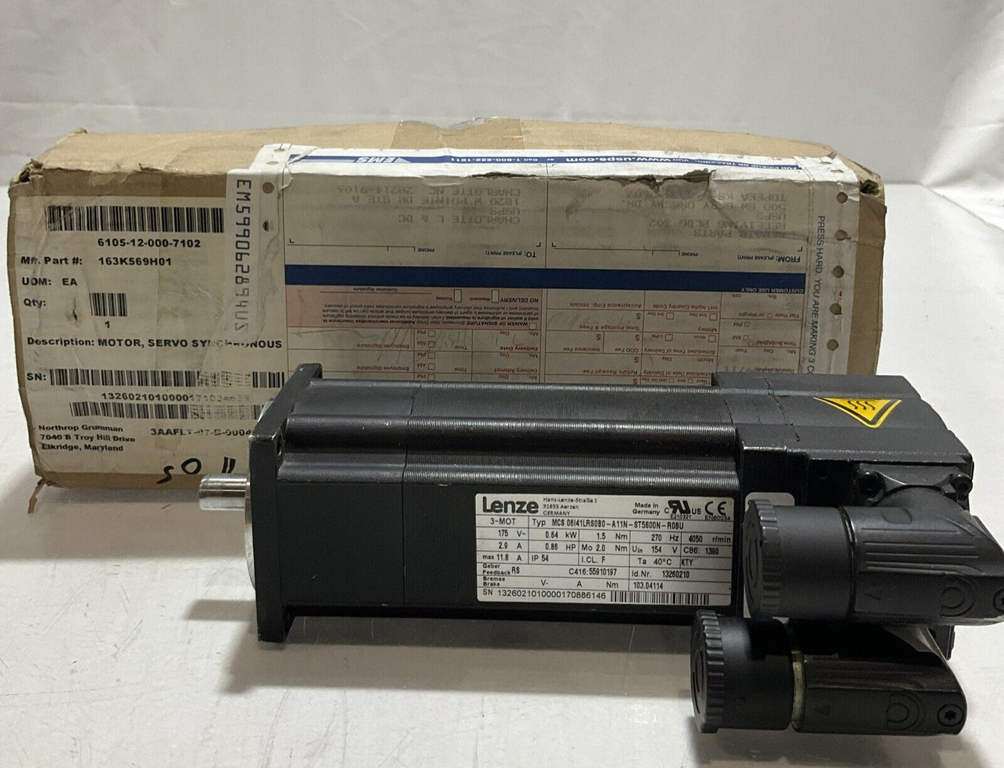 LENZE MCS 06I41LRSOBO-A11N-ST5S00N-R0SU SERVO MOTOR .86HP U3S