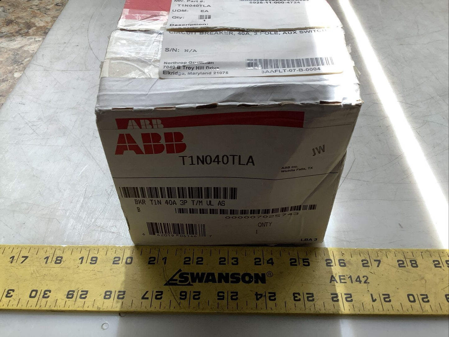 ABB T1N040TLA SACE TMAX T1N CIRCUIT BREAKER 40A 3P U3S