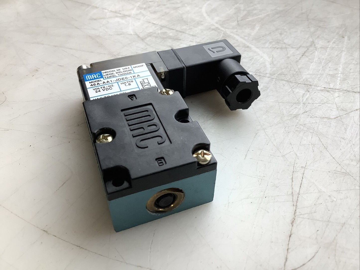 MAC 46A-AA1-JDE0-1KA PNEUMATIC SOLENOID VALVE 24 VDC 1.8 W U3S