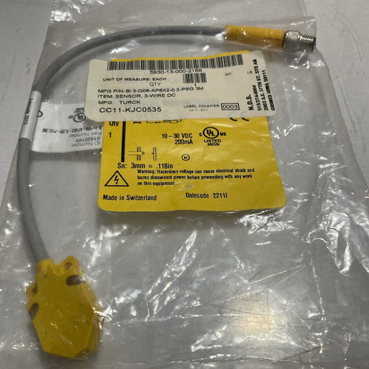 TURCK BI3-Q06-AP6X2-0.2-PSG3M S1620185 INDUCTIVE PROXIMITY SENSOR U3S