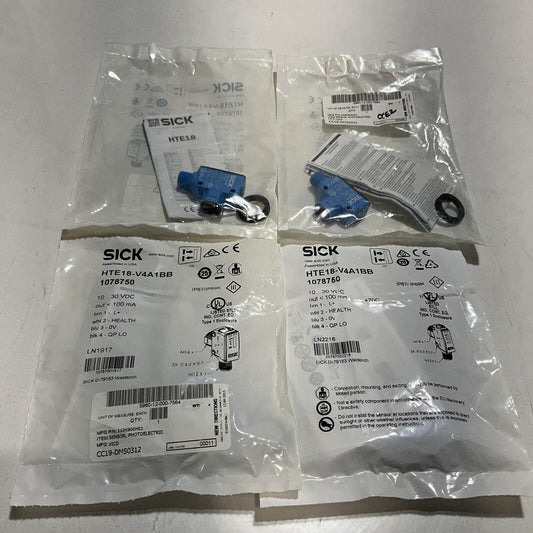 SICK HTE18-V4A1BB 1078750 PHOTOELECTRIC SENSOR 10-30VDC  LOT OF  4 U3S