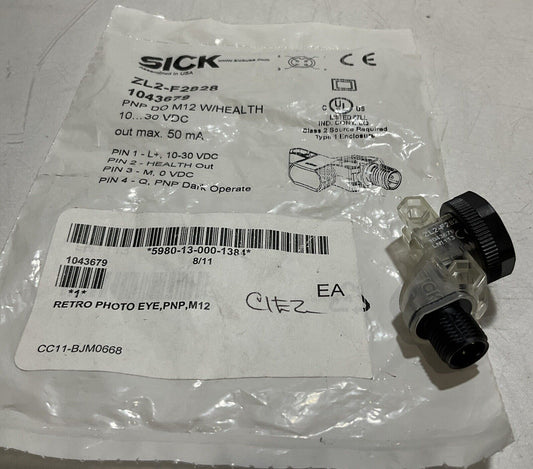 SICK ZL2-F2828 1043679 PNP PHOTOELECTRIC SENSOR PHOTO EYE SWITCH 10/30 VDC U3S