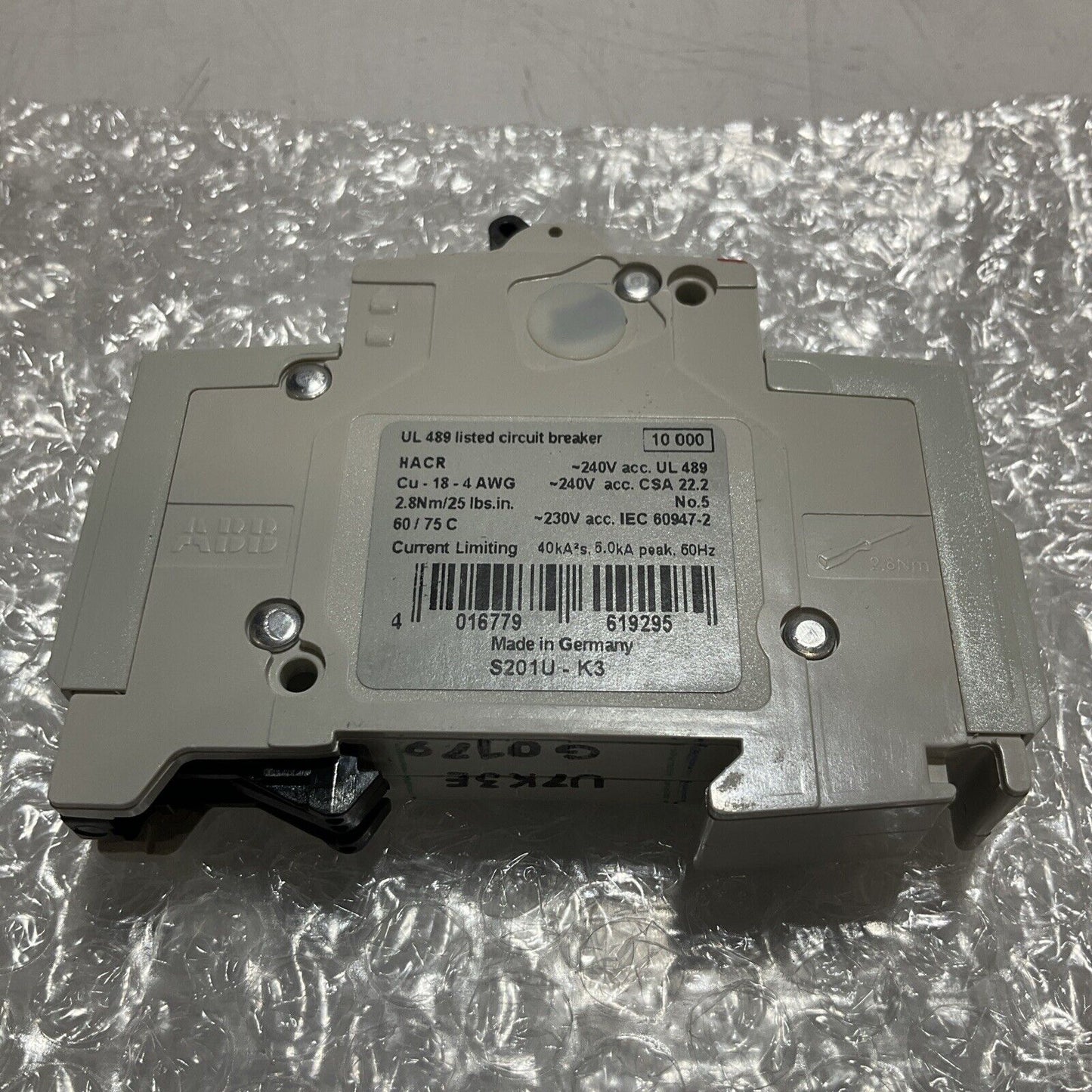 ABB  S201U-K3  CIRCUIT BREAKER. 240V  U3S