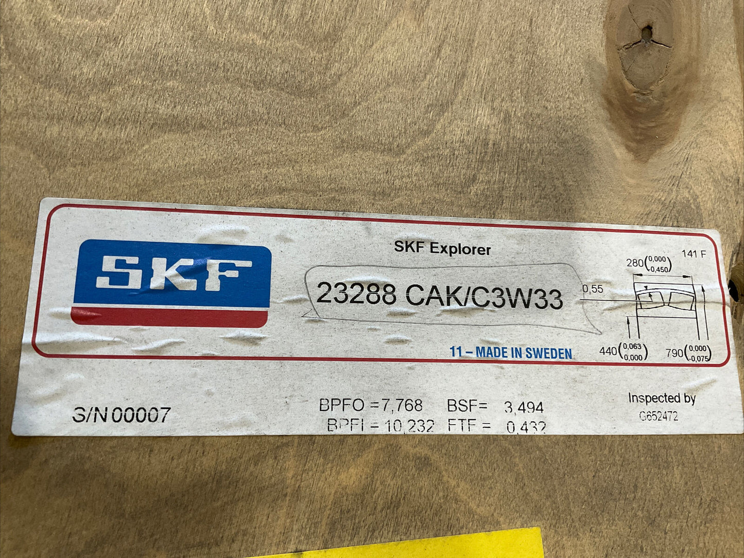 SKF 23288 CAK/C3W33 LAP-3601 HOT END BEARING 373