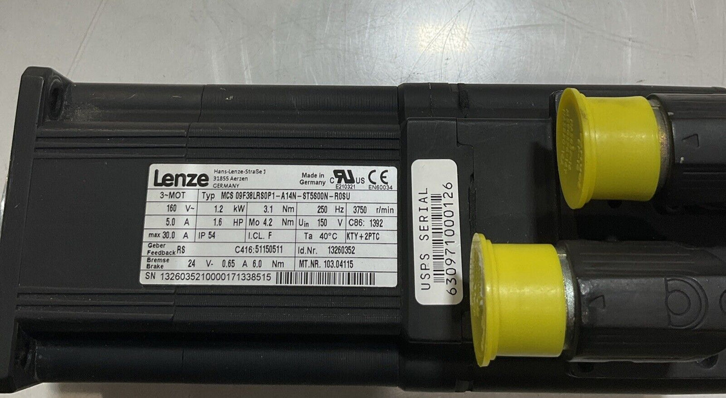 LENZE MCS 09F38LRS0P1 SERVO MOTOR U3S