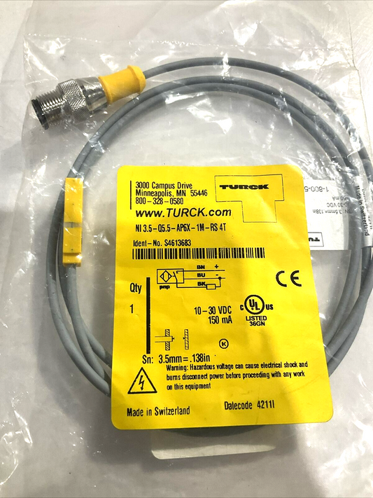 TURCK NI3.5-AP6X-1M-RS4T S4613683 SENSOR CABLE ASSEMBLY 10-30 VDC 150 MA U3S