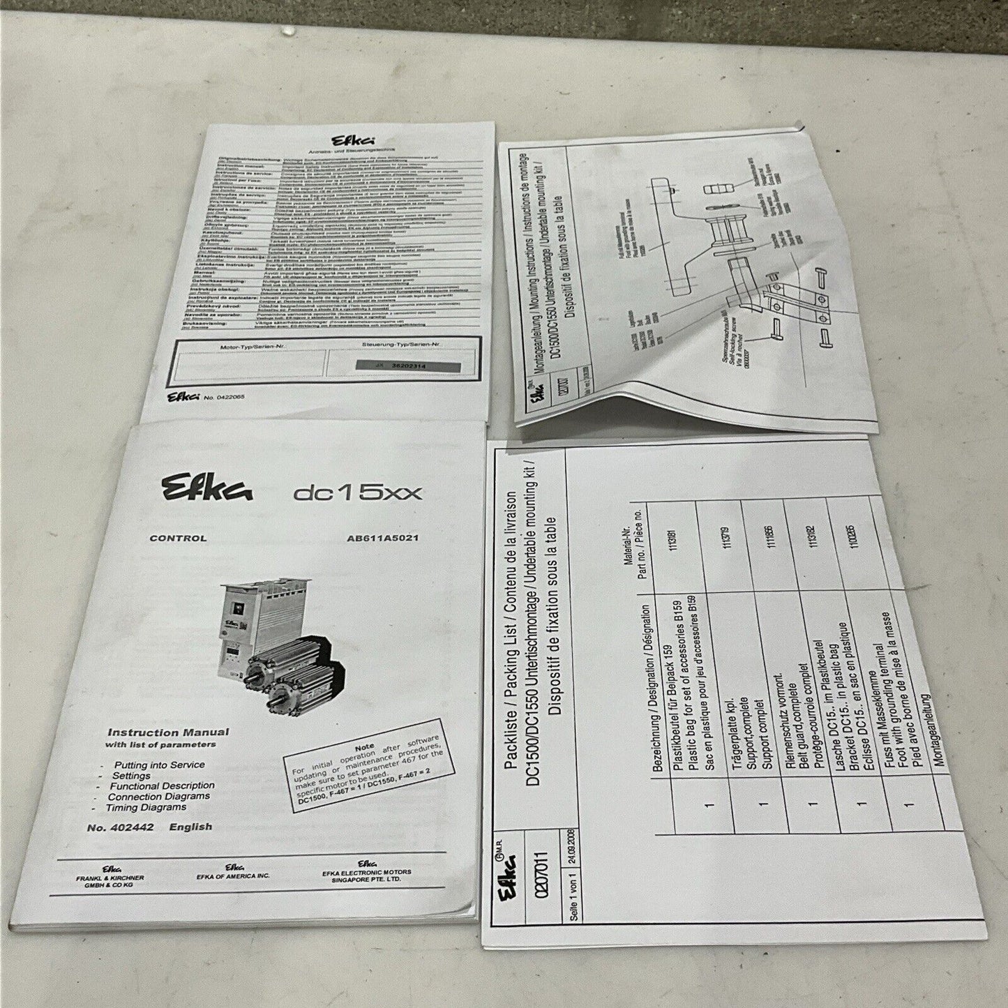 EFKA AB611A5021 N214 COMPACT SERVO MOTOR VARIO DC 50/60 HZ 230V RM6