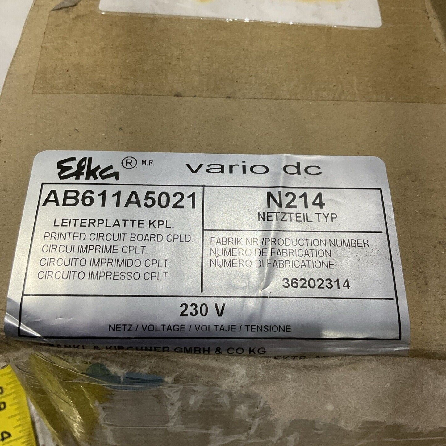 EFKA AB611A5021 N214 COMPACT SERVO MOTOR VARIO DC 50/60 HZ 230V RM6