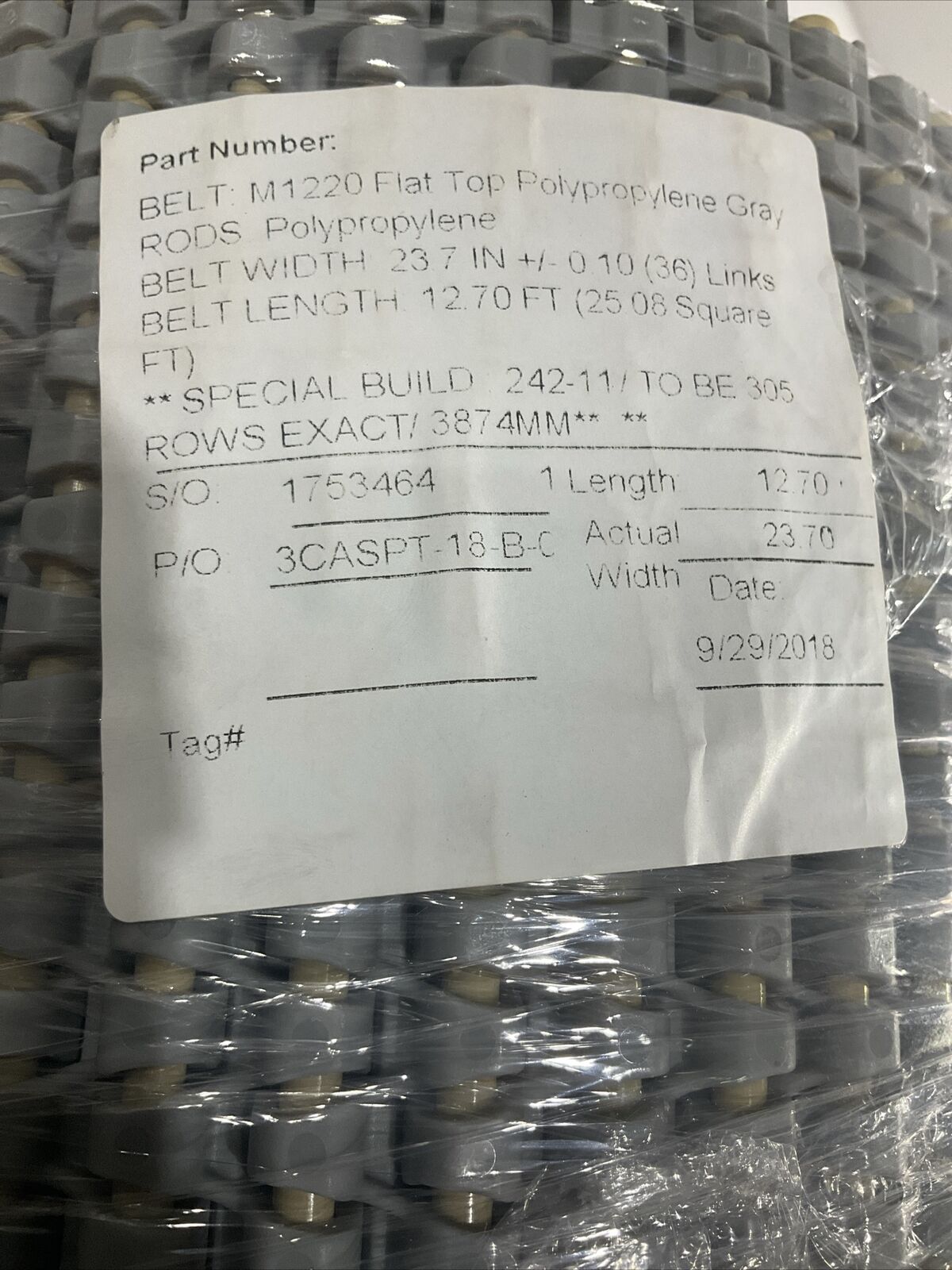 HABASIT  AMERICA  162K585H02  BELTING  MODULAR  3874MML U3S