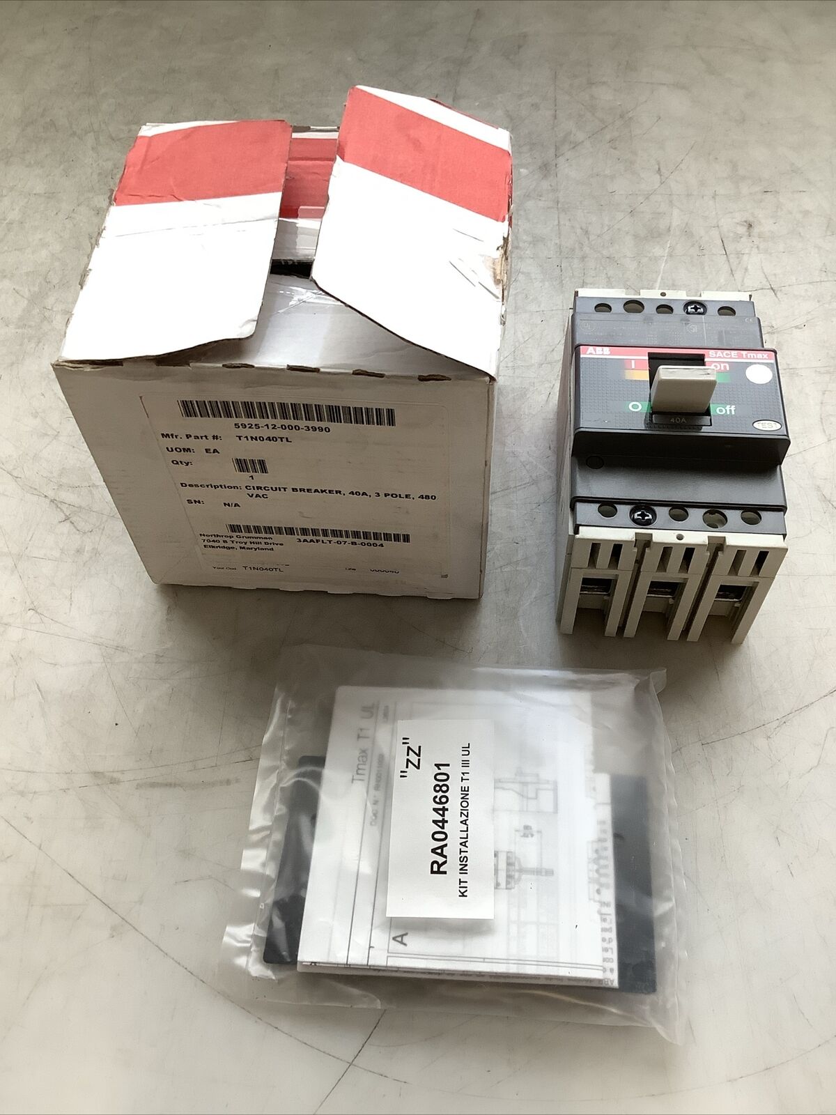 ABB SACE TMAX T1N CIRCUIT BREAKER 40A 3P U3S