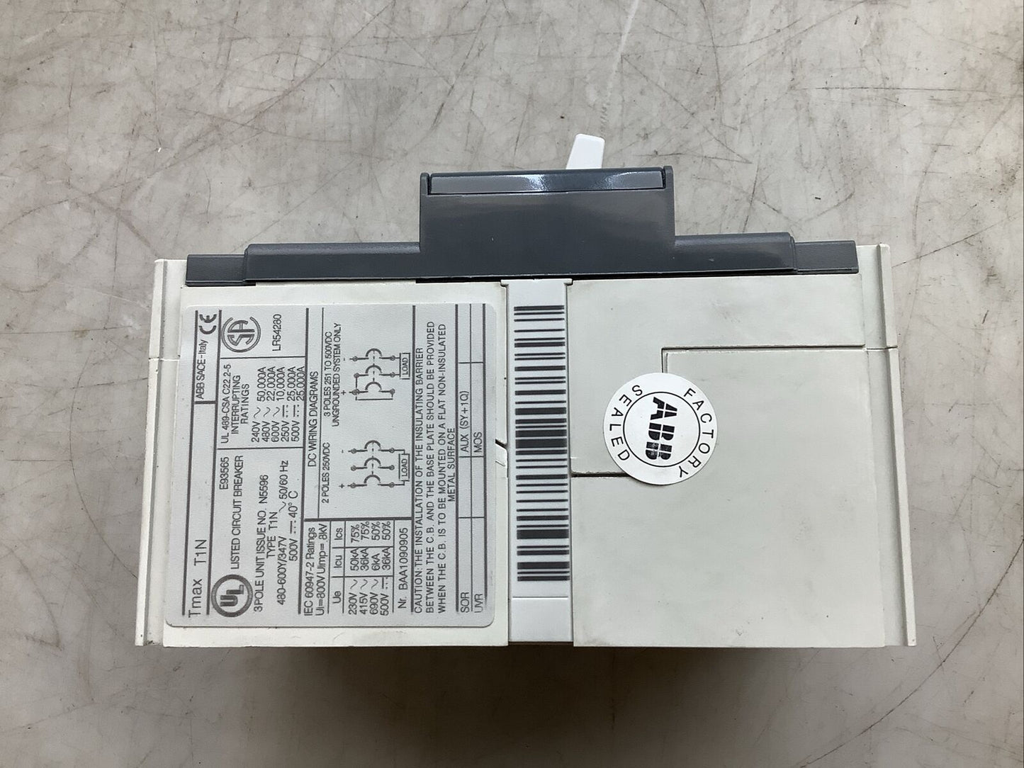 ABB SACE TMAX T1N CIRCUIT BREAKER 40A 3P U3S