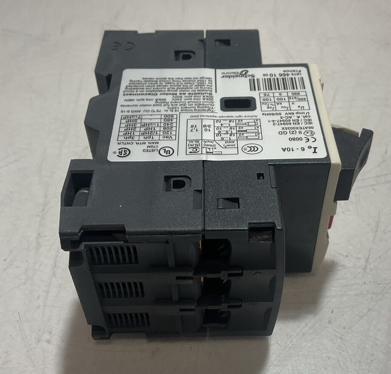 TELEMECANIQUE  GV2ME14 6-10a MOTOR  CIRCUIT BREAKER  U3S