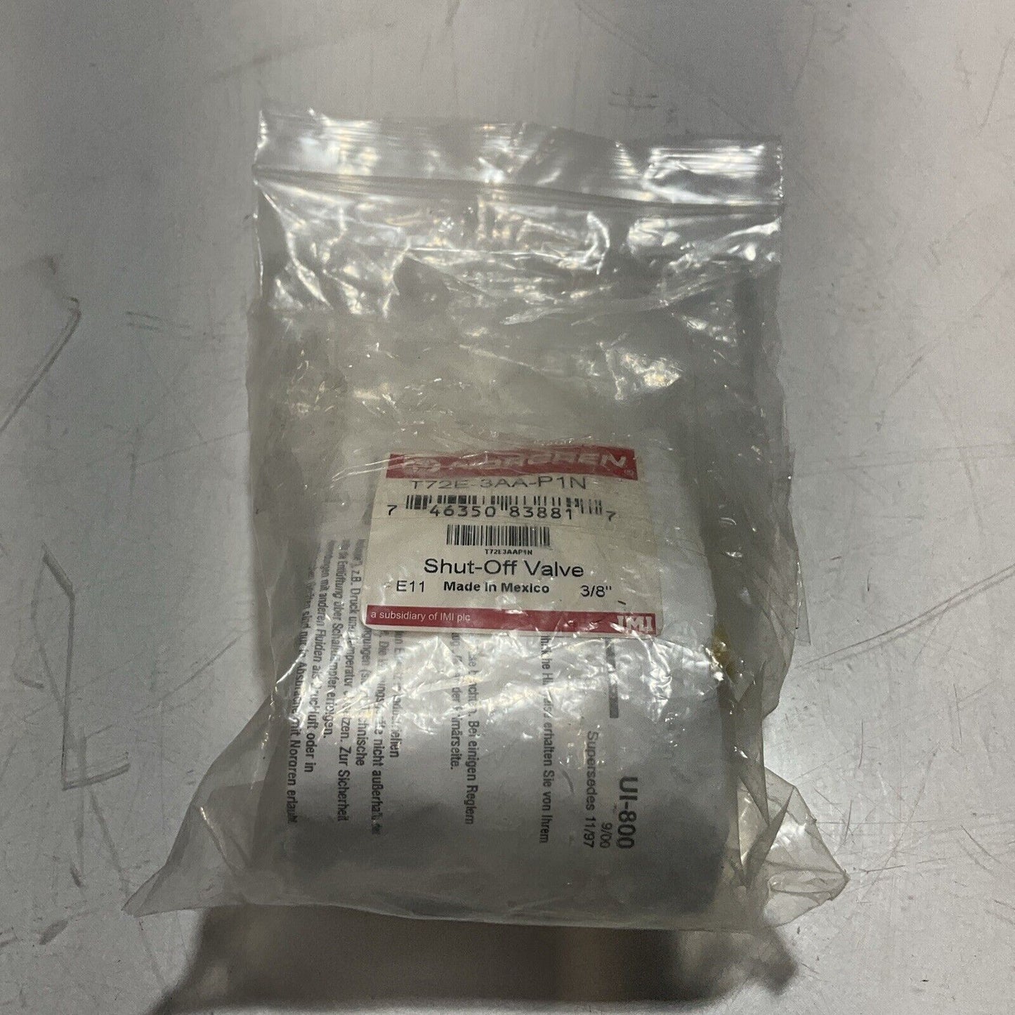 NORGREN T72E-3AA-P1N SHUT-OFF VALVE 3/8IN SLIDE ACTUATOR U3S