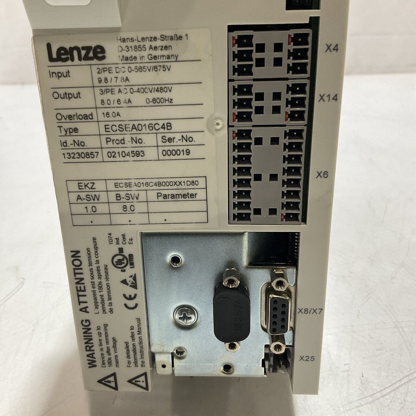 LENZE ECSEA016C4B SERVO DRIVE MOTOR CONTROLLER INVERTER U3S