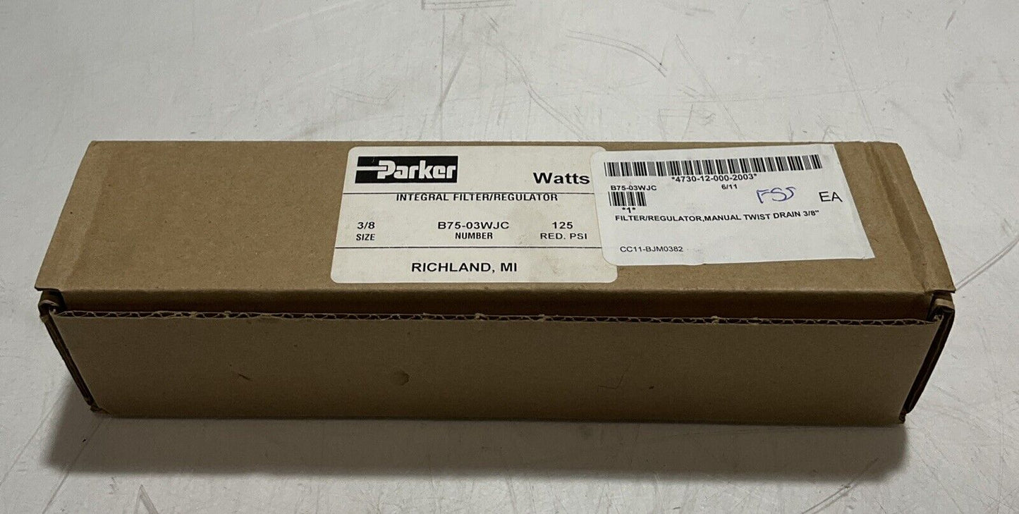 PARKER B75-03WJC 3/8” INTEGRAL FILTER/REGULATOR MANUAL TWIST DRAIN U3S