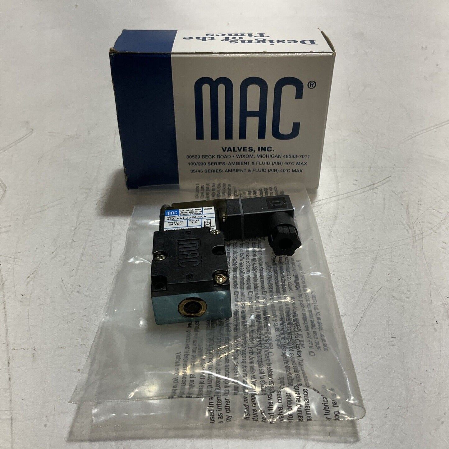MAC 46A-AA1-JDE0-1KA PNEUMATIC SOLENOID VALVE 24 VDC 1.8 W U3S