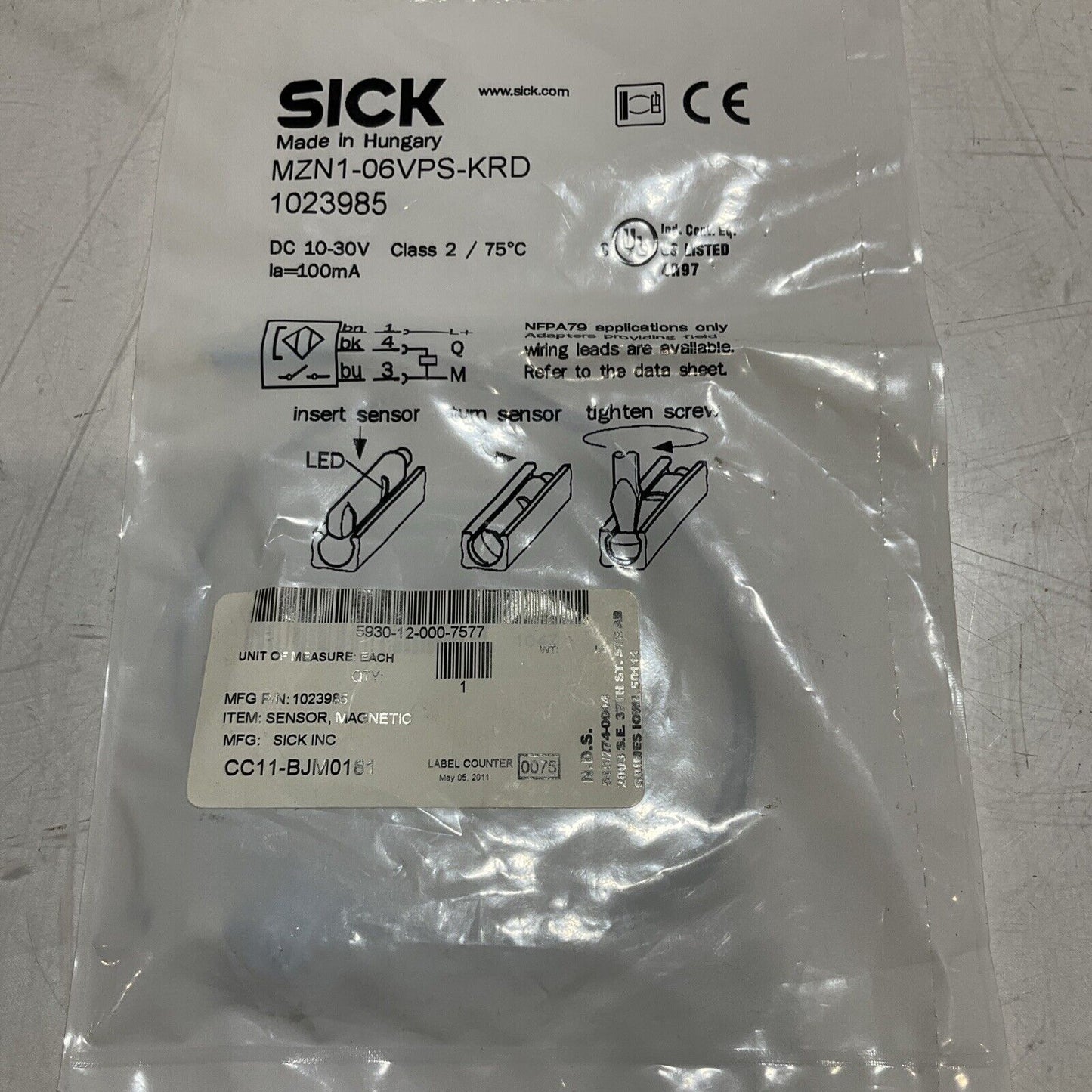 SICK  MZN1-06VPS-KRD 1023985 MAGNETIC SENSOR  LOT OF 4 U3S