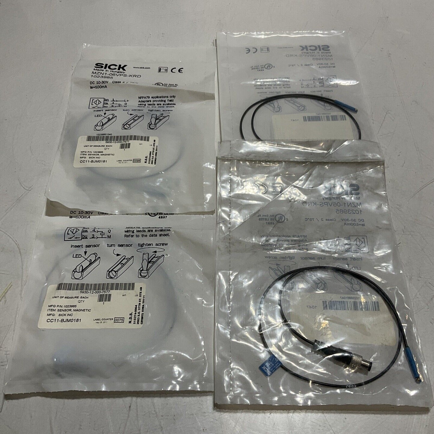 SICK  MZN1-06VPS-KRD 1023985 MAGNETIC SENSOR  LOT OF 4 U3S