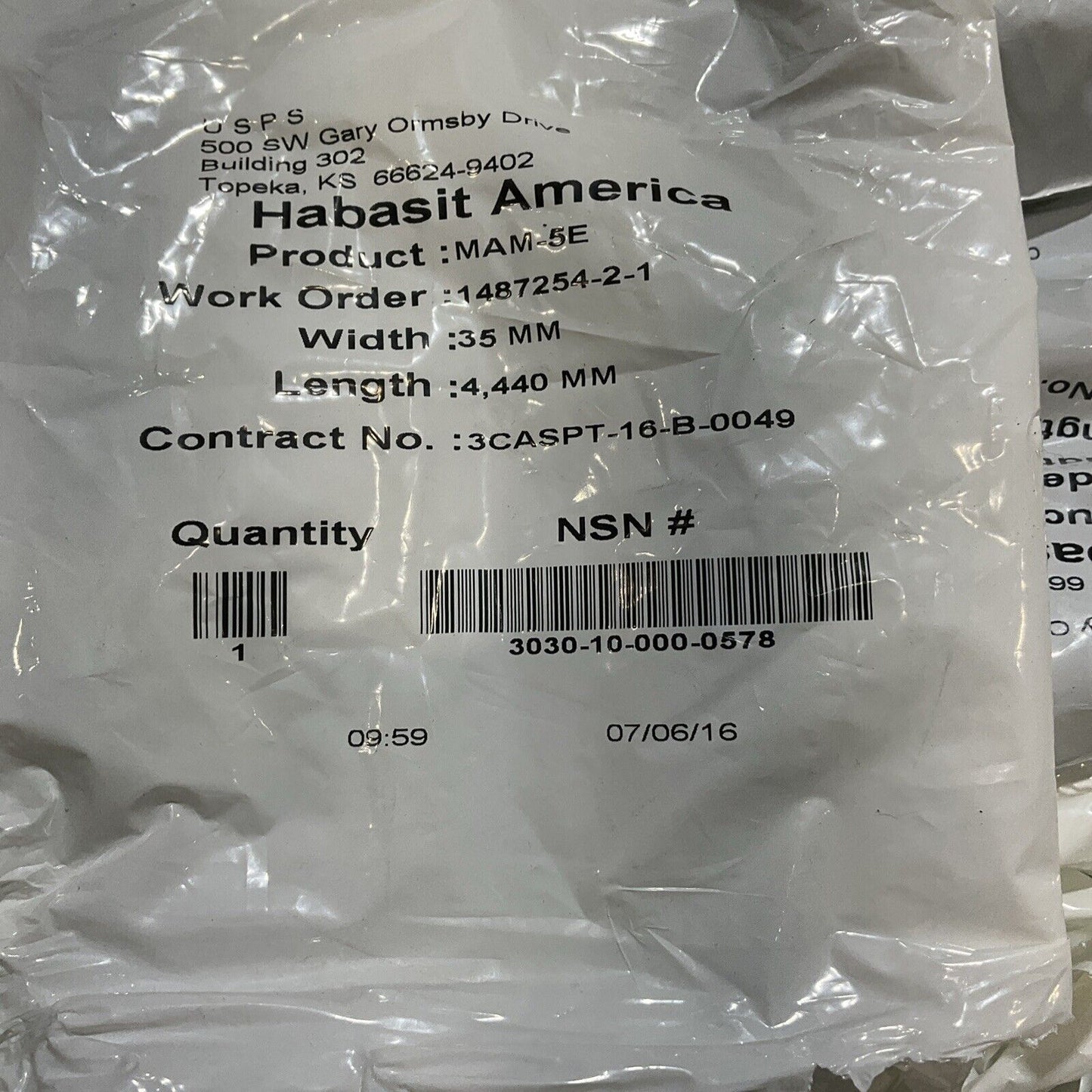 HABASIT AMERICA MAM-5E CONVEYOR BELT  LOT OF 25 U3S
