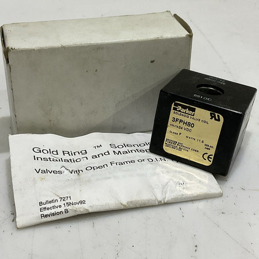 PARKER 3FPH80 SOLENOID VALVE COIL 24 VDC 11.5 W CLASS F RM6