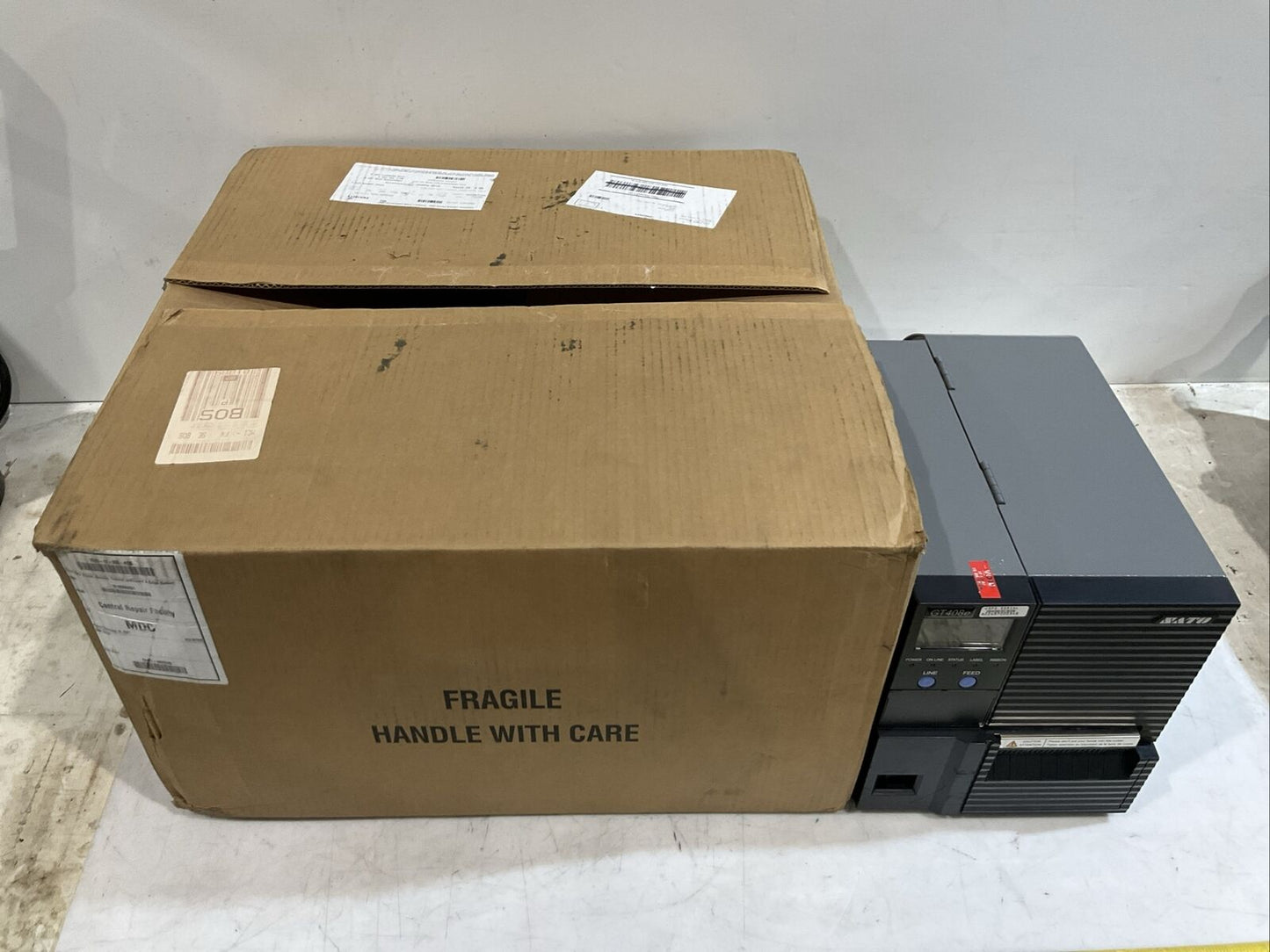 SATO GT408E BAR CODE PRINTER 240V 1.5A 50/60 HZ U3S