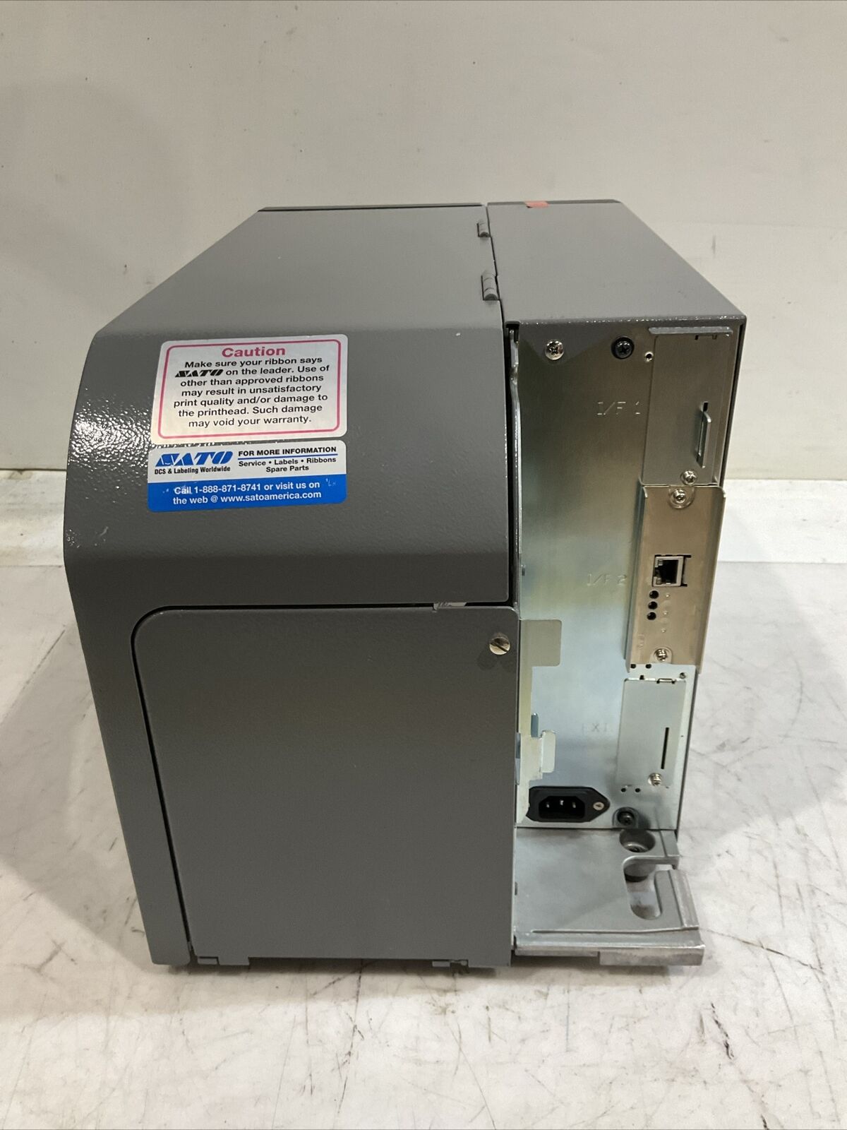 SATO GT408E BAR CODE PRINTER 240V 1.5A 50/60 HZ U3S