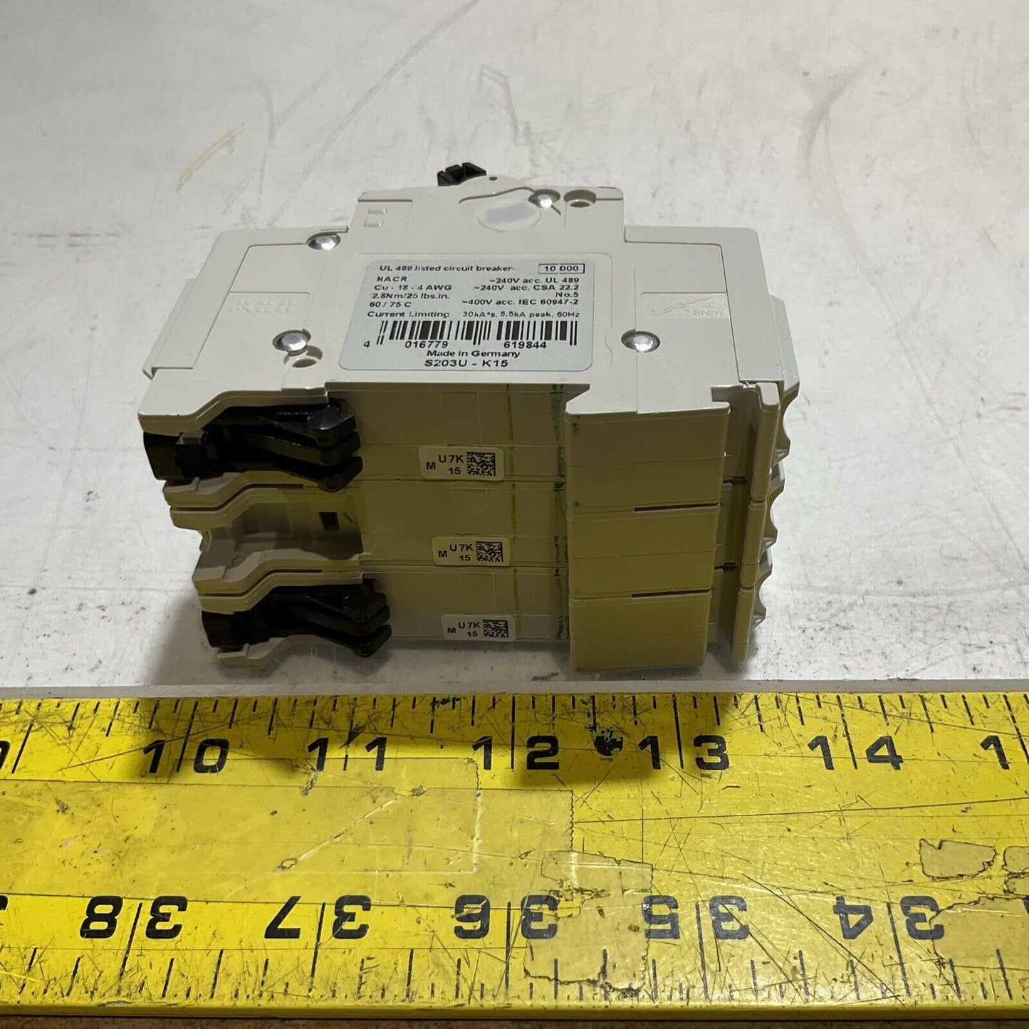 ABB S203U-K15 CIRCUIT BREAKER 3-Pole 240V 60HZ 5.5kA RAIL MOUNT U3S