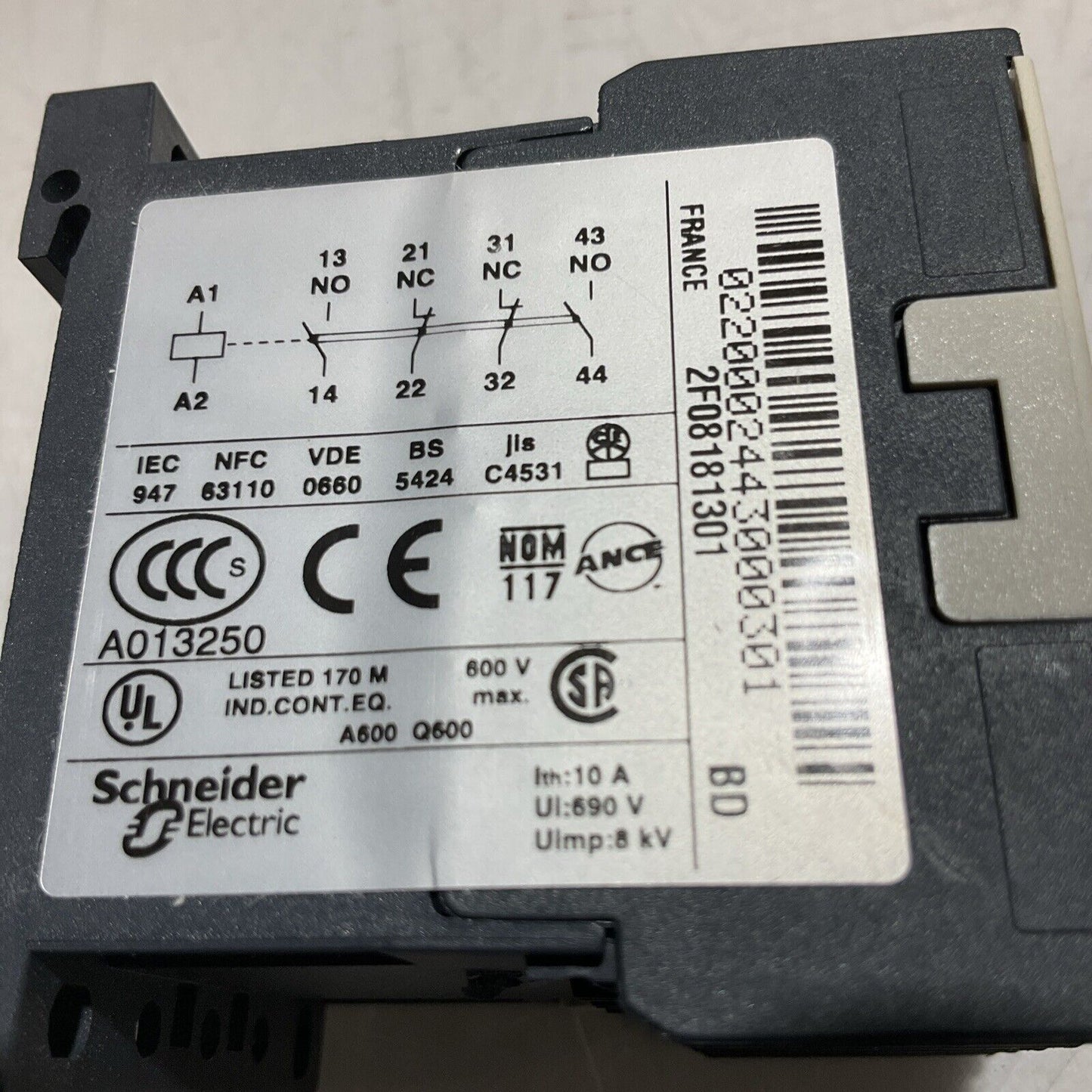 SCHNEIDER ELECTRIC FGR22-24S CA3KN-22BD3 CONTROL RELAY 24DC U3S