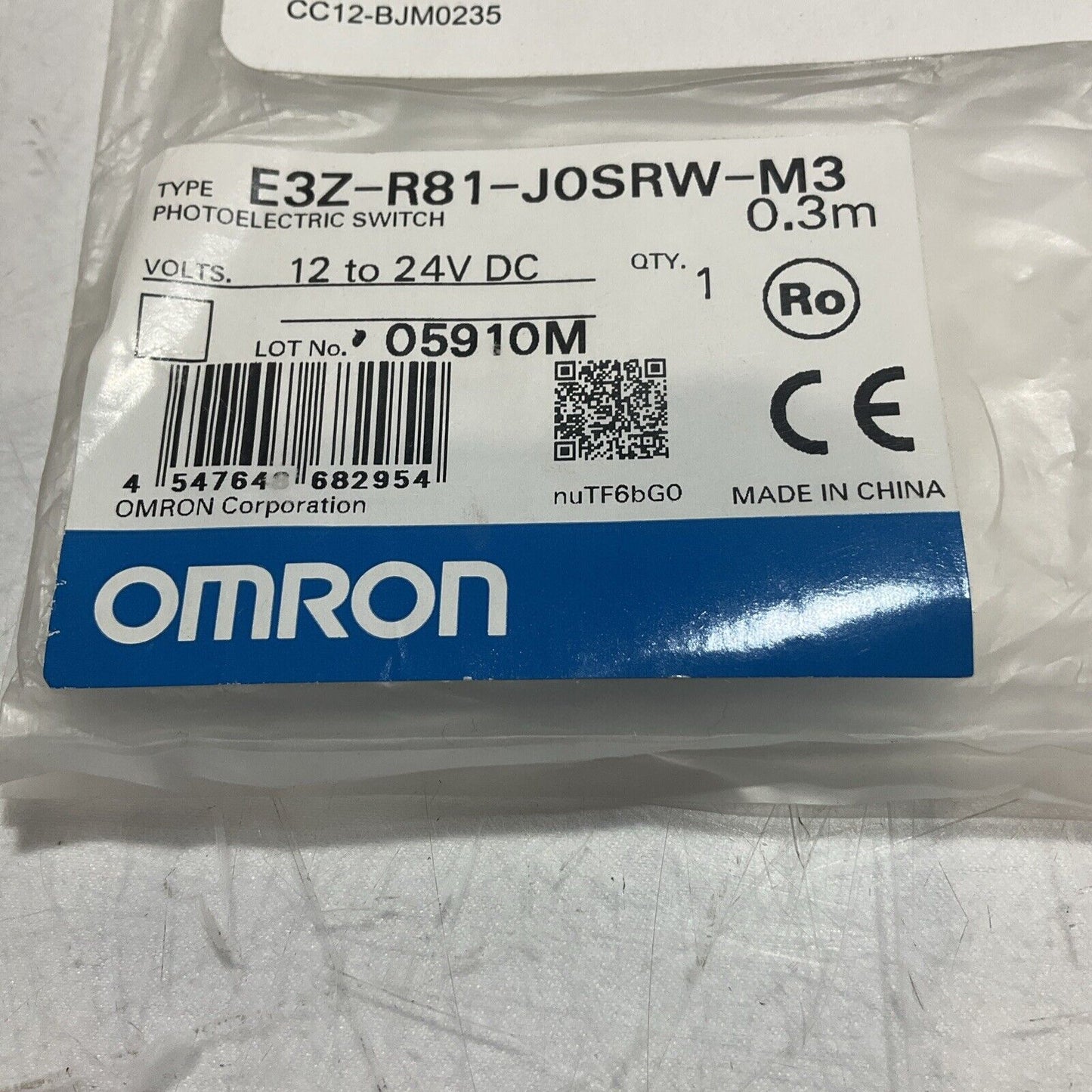 OMRON E3Z-R81-JOSRW-M3 RETRO-REFLECTIVE PHOTOEYE SENSOR ASSEMBLY U3S