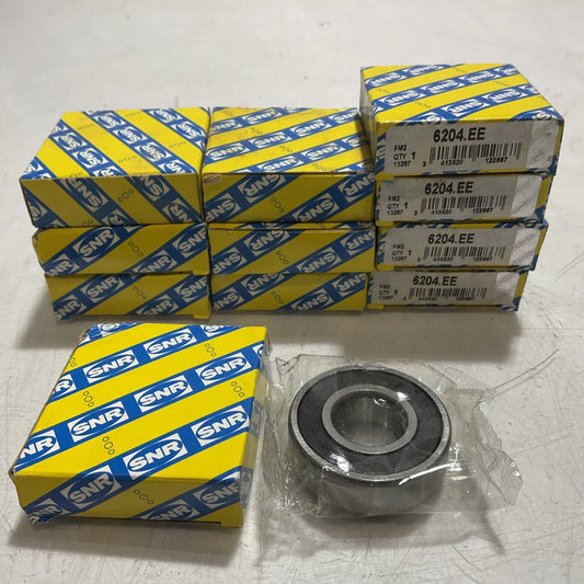 SNR 6204.EE SINGLE ROW DEEP GROOVE BALL BEARING LOT OF 11 R7T