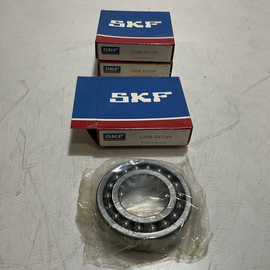 SKF 1208 EKTN9 BALL BEARING 40MM xX 80MM X 18MM LOT OF 3 R7T