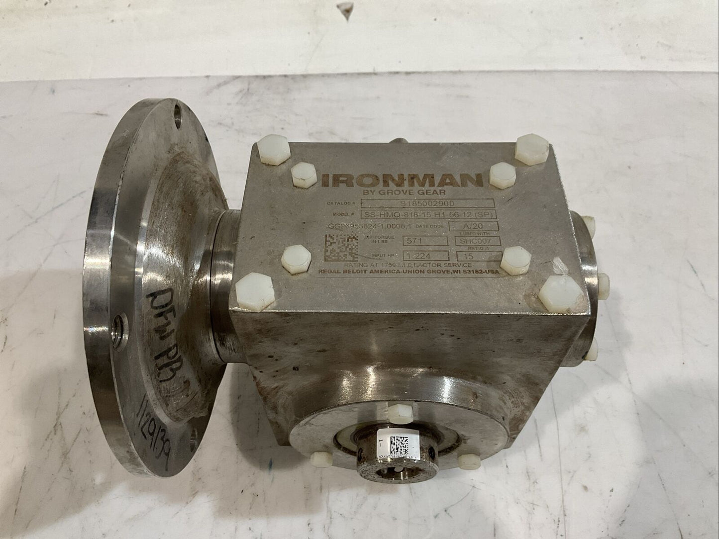 GROVE GEAR SS-HMQ-818-15-H1-56-12 RIGHT ANGLE GEAR BOX REDUCER 15:1 RATIO U4M