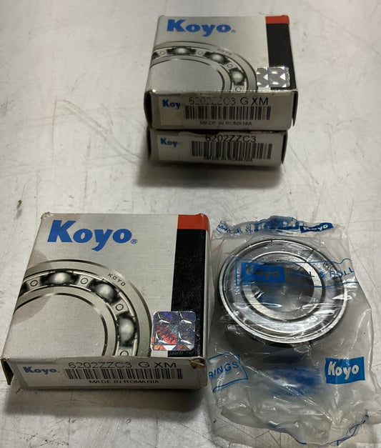 KOYO 6202ZZC3GXM DEEP GROVE ROLLER  BEARING  LOT OF 3  U3S