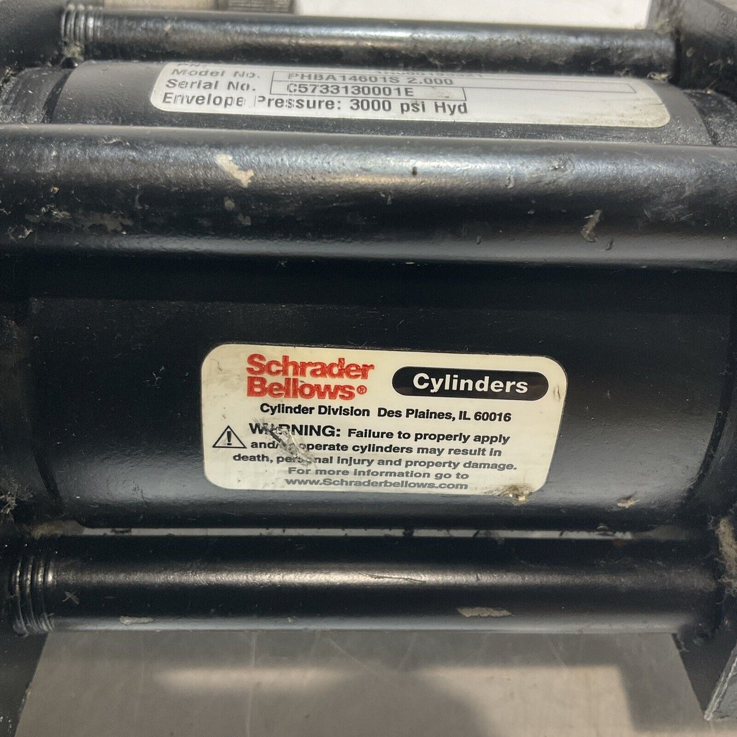 SCHRADER BELLOWS 1H000193321 PHBS14601S 2.000 HYDRAULIC CYLINDER 3000 PSI U3S