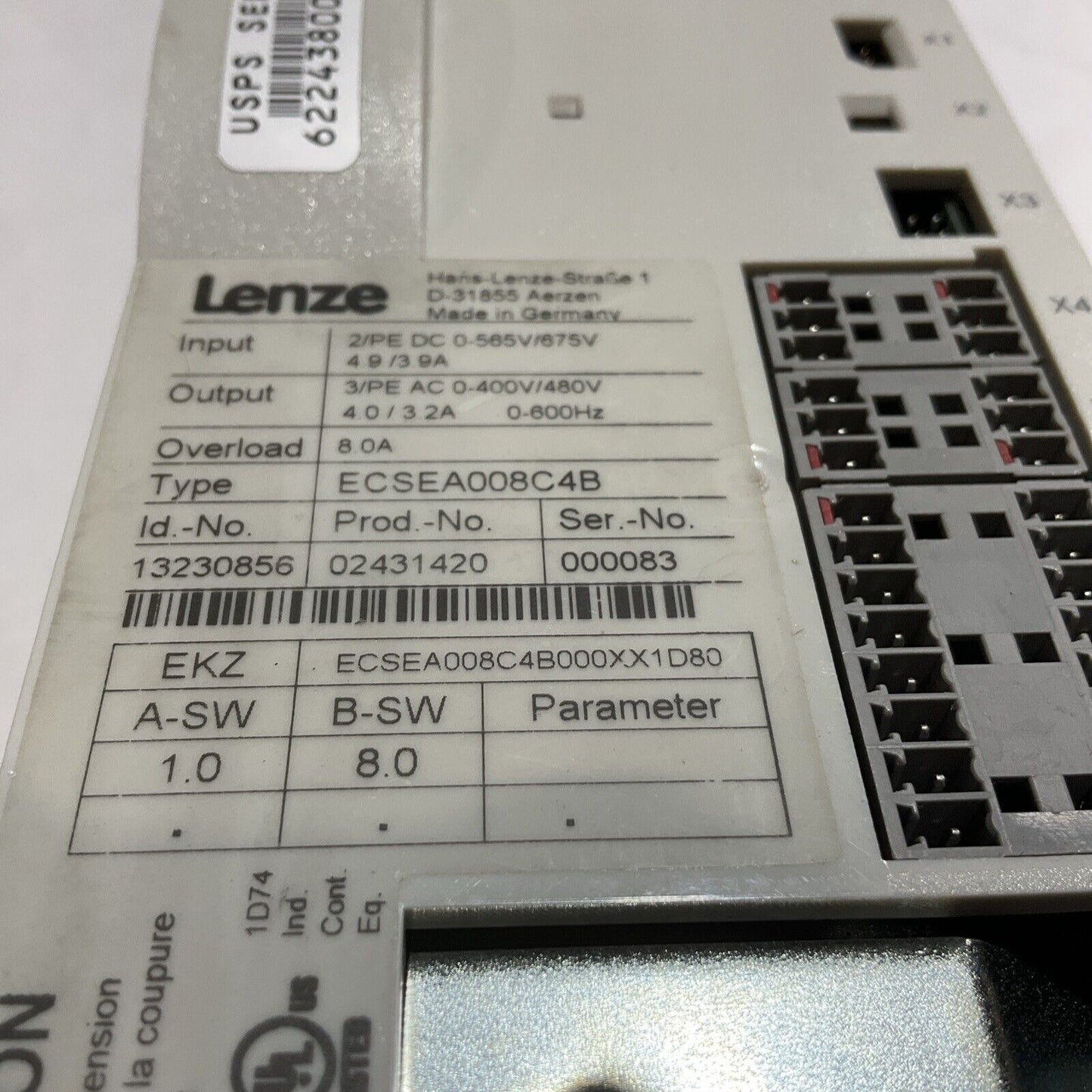 LENZE  ECSEA008C4B  VARIABLE FREQUENCY  DRIVES U3S
