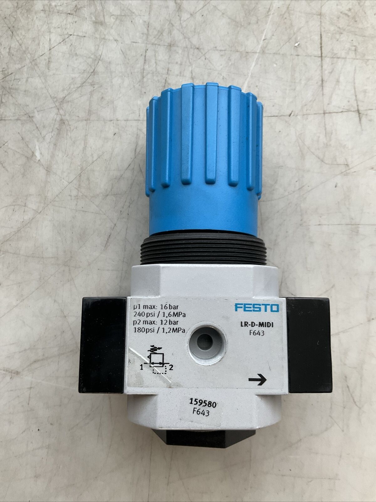 FESTO 159580 LR-3/8-D-MIDI PRESSURE REGULATOR 0-16BAR 240 PSI  N3M